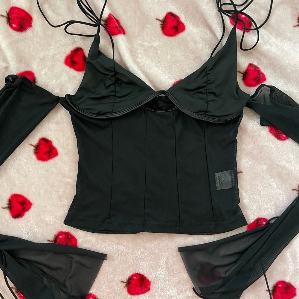 XS Sheer, black alternative goth form fitting top